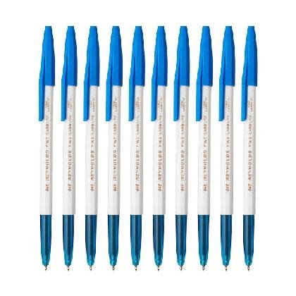 Reynolds 045 Fine Carbure Blue Ballpen, Pack of 10