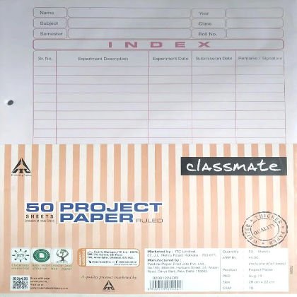 Classmate Practical sheet both side ruled