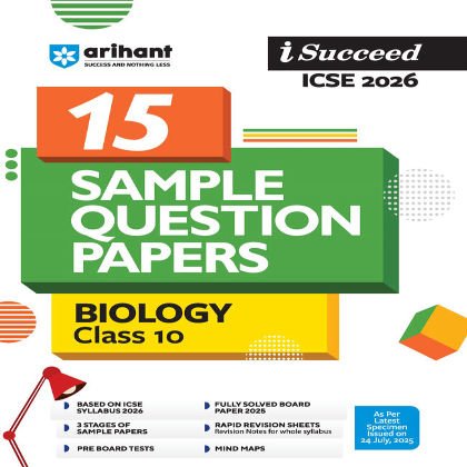 Arihant i-Succeed CBSE 2026— Biology  Class 10 | 15 Sample Question Papers | Rapid Re