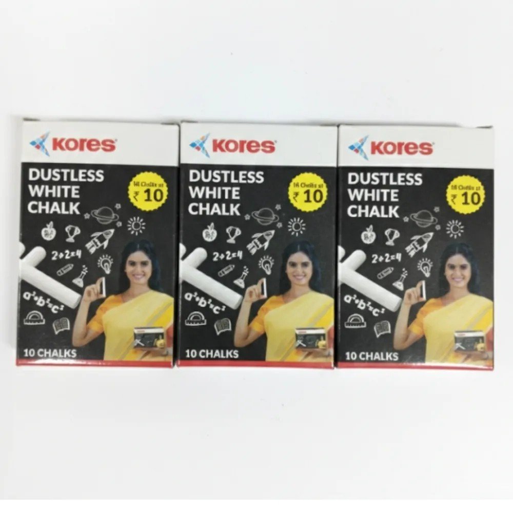Kores Dustless white chalk pack of 3
